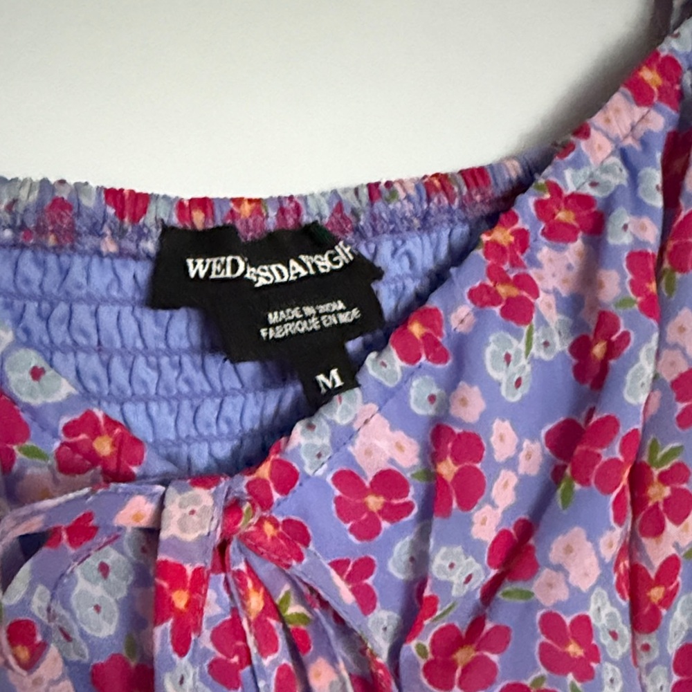 ASOS Women’s Pink Purple Floral Puff-Sleeve Dress - Picture 4 of 4